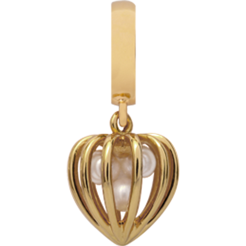 Image of Christina Collect Pearl Heart Cage forgyldt charm